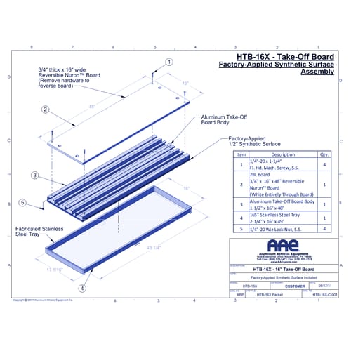 16" Take-Off Board System with Synthetic Surface (HTB-16X)