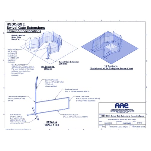 High School Discus Cage Swivel Gate Extension (HSDC-SGE)