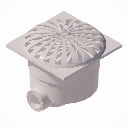 12" Square MoFlow™ Suction Outlet Cover with PVC Side 3" Socket x 4" Spigot Port Sump (12MFxxxSSB)
