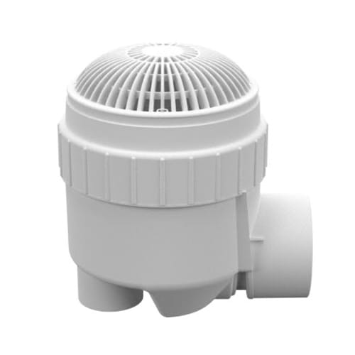 8" Round MoFlow™ Suction Outlet Cover with PVC Side Port 3" Socket x 4" Spigot Sump (8MFxxxSSB)