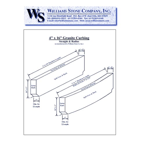 4-Inch Vertical Curbing – 4x16 Curb Cut
