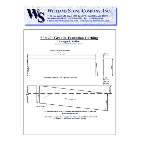 5-Inch Vertical Curbing – 5x20 Transition Curb Cut