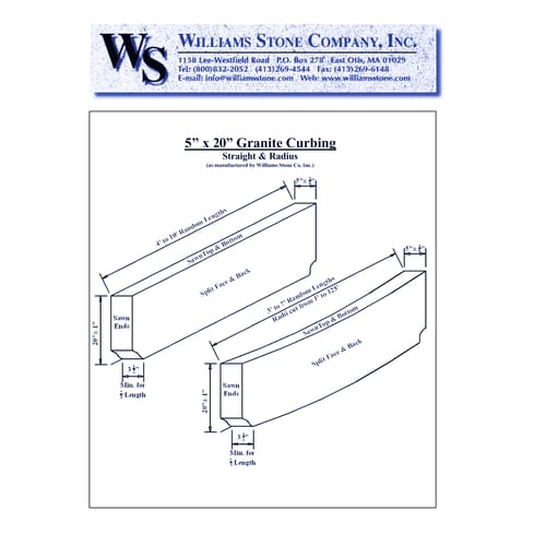 5-Inch Vertical Curbing – 5x20 Curb Cut
