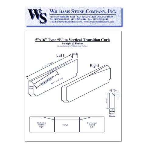 5-Inch Vertical Curbing – 5x16 Type E to Vertical Transition