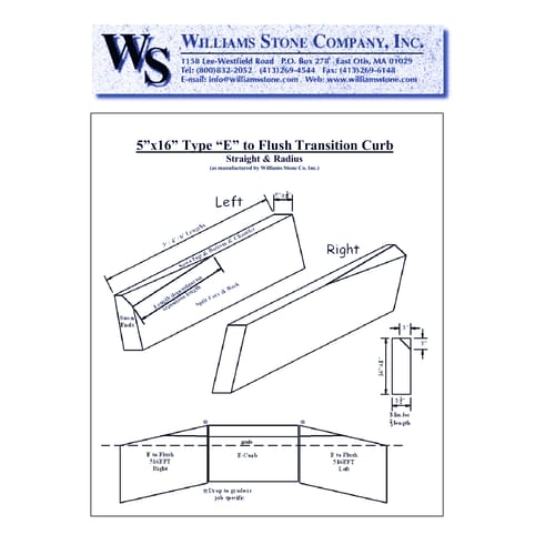 5-Inch Vertical Curbing – 5x16 Type E to Flush Transition