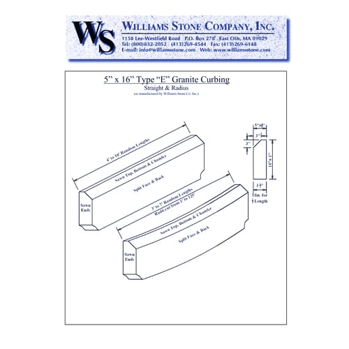 5-Inch Vertical Curbing – 5x16 Type E Curb Cut