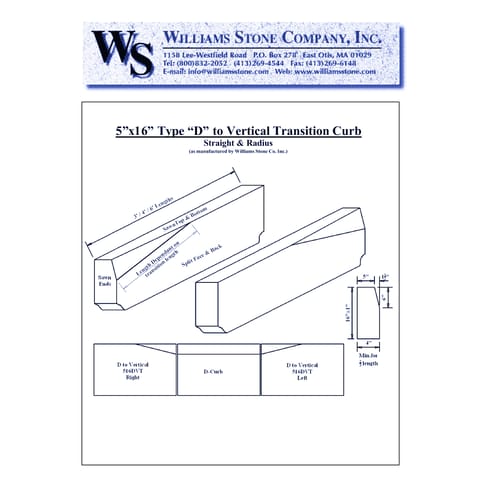 5-Inch Vertical Curbing – 5x16 Type D to Vertical Transition