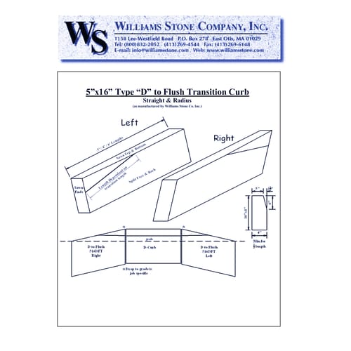 5-Inch Vertical Curbing – 5x16 Type D to Flush Transition