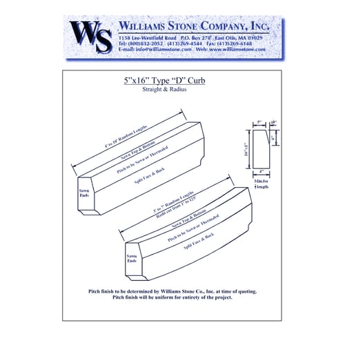 5-Inch Vertical Curbing – 5x16 Type D Curb Cut