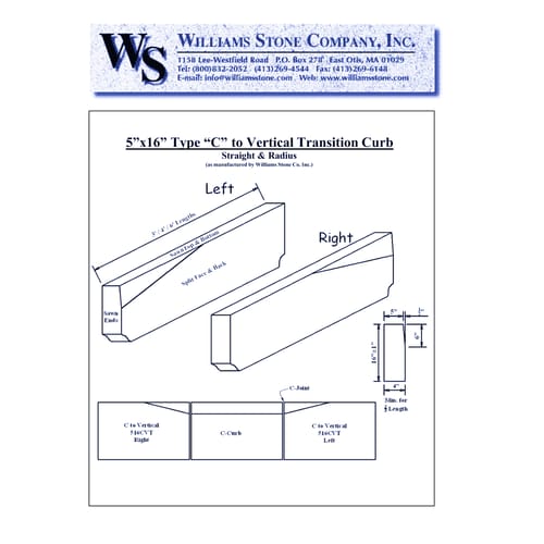 5-Inch Vertical Curbing – 5x16 Type C to Vertical Transition