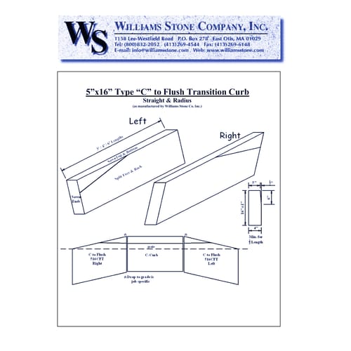 5-Inch Vertical Curbing – 5x16 Type C to Flush Transition