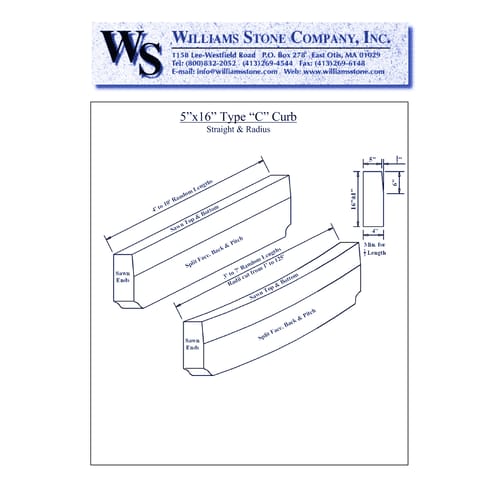 5-Inch Vertical Curbing – 5x16 Type C Curb Cut