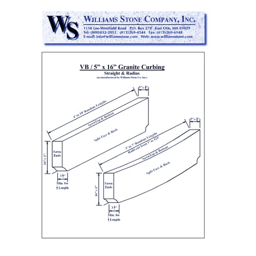 5-Inch Vertical Curbing – 5x16 Curb Cut