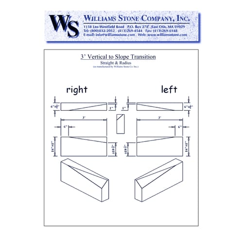 Vertical-To-Slope Transition Curbing – 3' - Straight & Radius