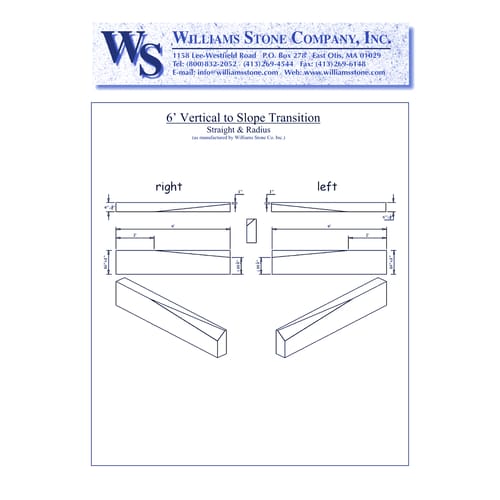 Vertical-To-Slope Transition Curbing – 6' - Straight & Radius