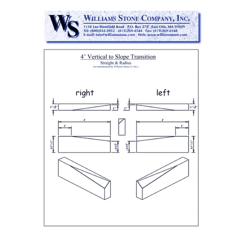 Vertical-To-Slope Transition Curbing – 4' - Straight & Radius