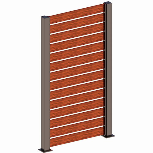 Fencing System - S-6 Slat - 4" Post - Horizontal - SH4x4