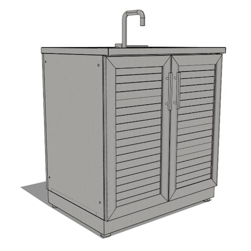 SKU 70102: Outdoor Kitchen Stainless Steel Louvered Doors Sink Cabinet