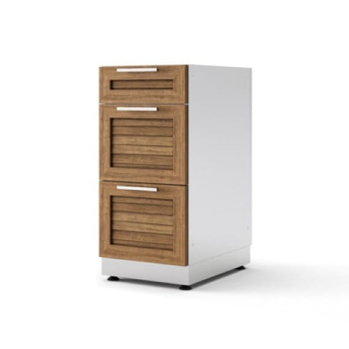 SKU 65626: Outdoor Kitchen Stainless Steel Louvered Doors 16 in. 3-Drawer Cabinet
