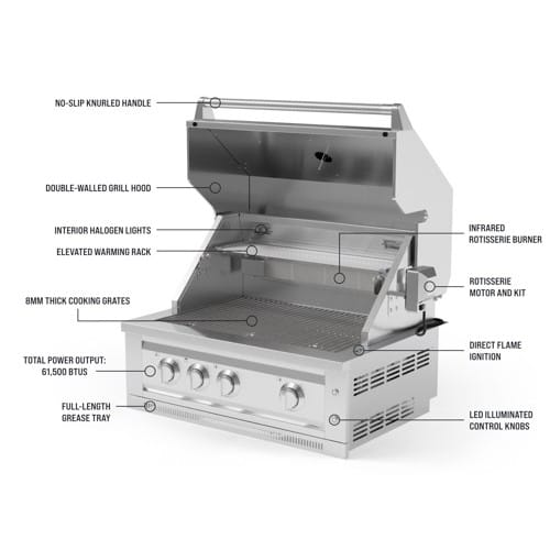 SKU 66900: Outdoor Kitchen Stainless Steel Platinum Grill- 33 inch, Natural Gas preview 5