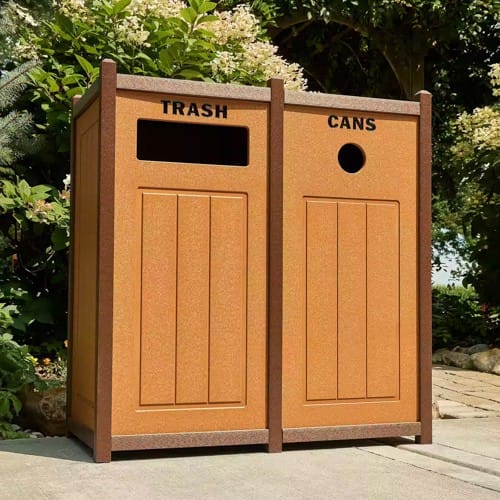 Two-Tone Panel Design Recycling Containers - Two Units