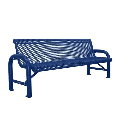 6’ Contour Bench With Back, Expanded Metal, Free Standing, Surface Mount
