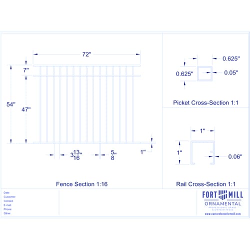 Aluminum Fence System - Belhaven (54" High, Black, Flush Bottom)