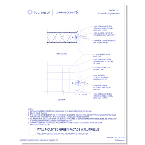 Trellis Trim Connection (5104): Wall Mounted Application, Plan View