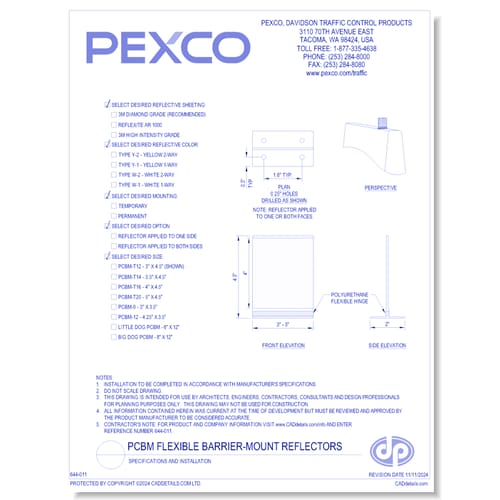 PCBM Flexible Barrier-Mount Reflectors - Specifications & Installation