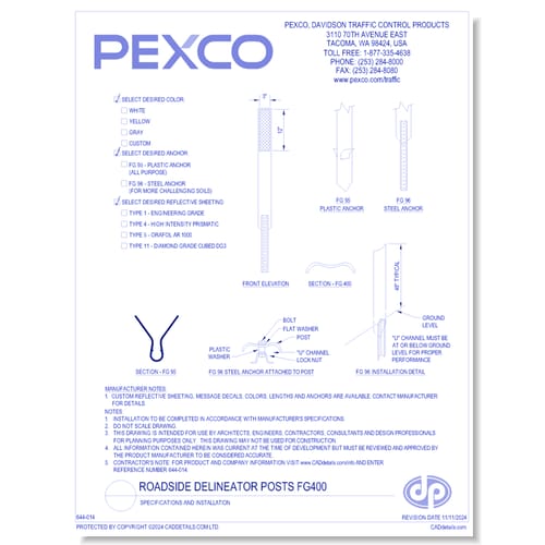 Roadside Delineator Posts FG400:  Specifications & Installation