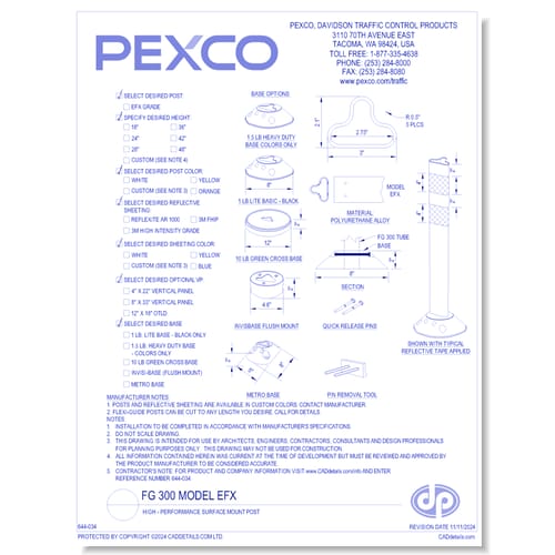 FG 300 Model EFX:  High-Performance Surface Mount Post