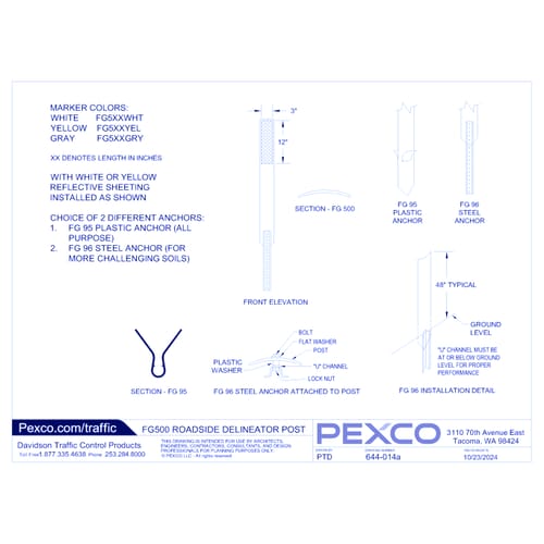 Roadside Delineator Posts FG500:  Specifications & Installation