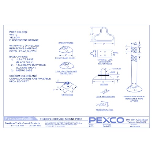 FG 300 Model PE:  Multi-Purpose Surface Mount Post