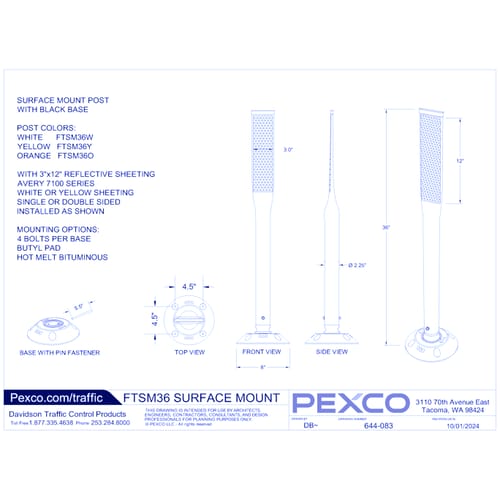 FTSM36: Surface Mount Channelizer Post