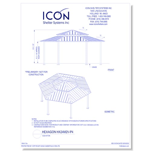 Hexagon HX24M2V-P4 - Elevation