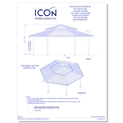 Hexagon HX28T2V-P4 - Elevation