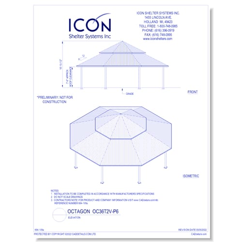 Octagon OC36T2V-P6 - Elevation