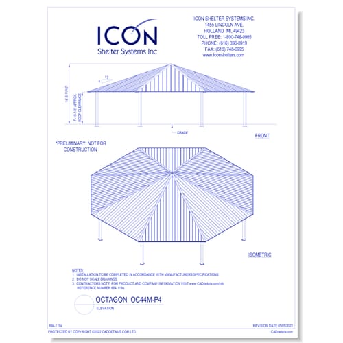 Octagon OC44M-P4 - Elevation