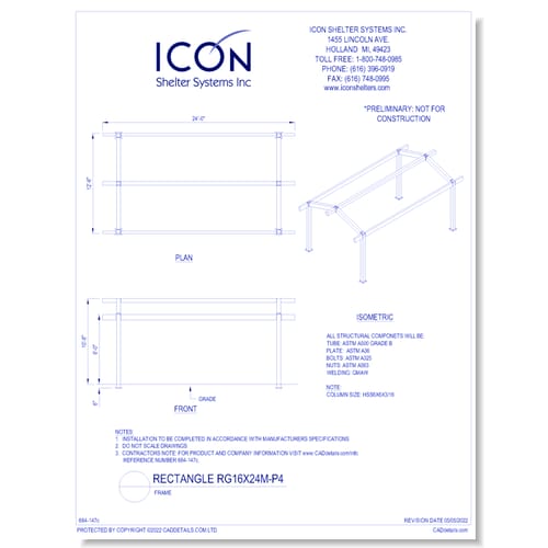 Rectangular Gable RG16x24M-P4 - Frame