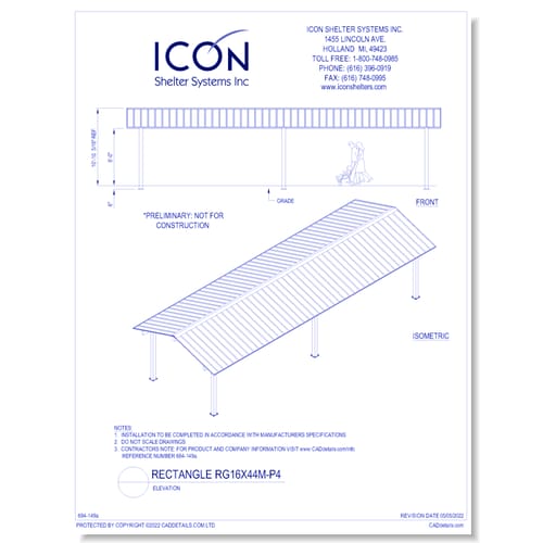 Rectangular Gable RG16x44M-P4 - Elevation