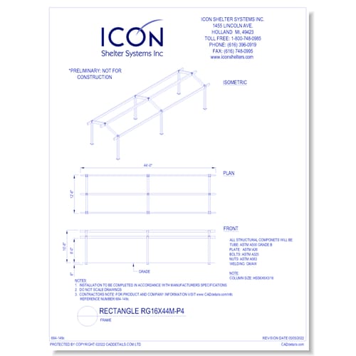 Rectangular Gable RG16x44M-P4 - Frame