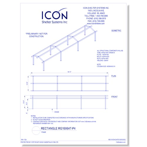 Rectangular Gable RG16x64T-P4 - Frame