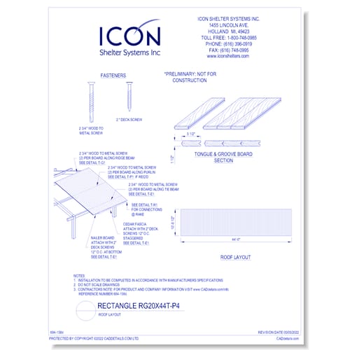 Rectangular Gable RG20x44T-P4 - Roof Layout