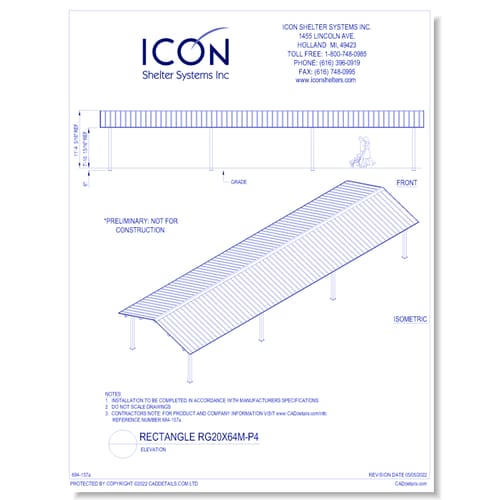 Rectangular Gable RG20x64M-P4 - Elevation