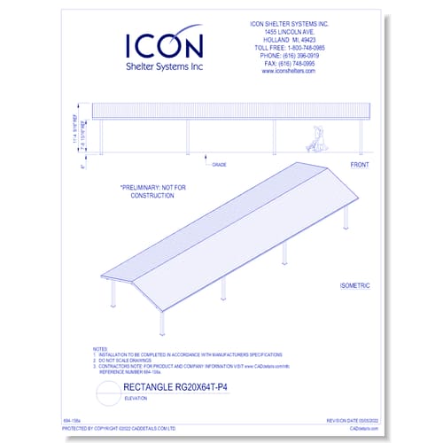 Rectangular Gable RG20x64T-P4 - Elevation