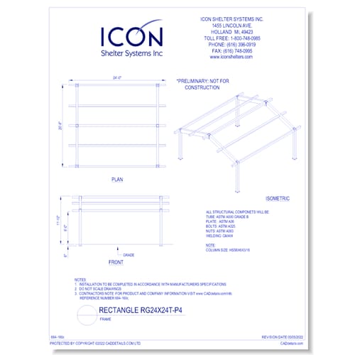 Rectangular Gable RG24x24T-P4 - Frame
