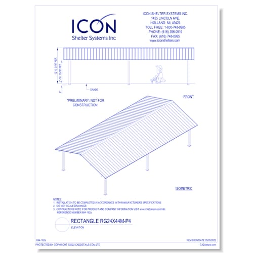 Rectangular Gable RG24x44M-P4 - Elevation