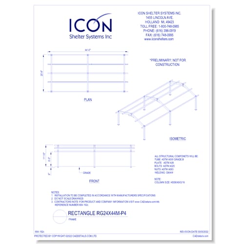Rectangular Gable RG24x44M-P4 - Frame