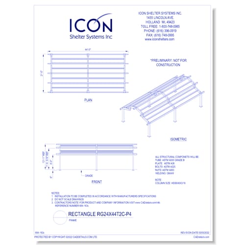 Rectangular Gable RG24x44T2C-P4 - Frame