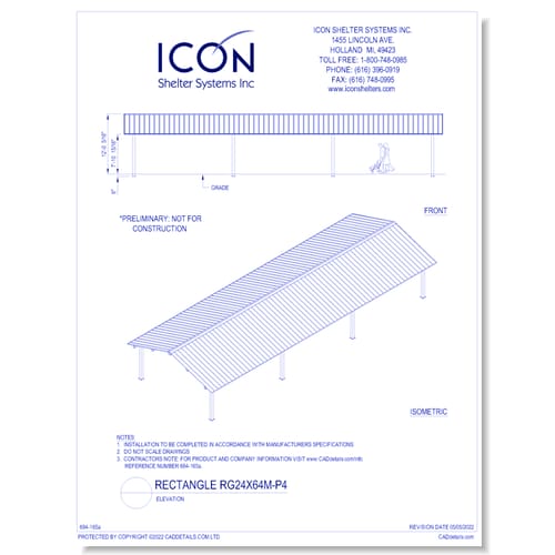 Rectangular Gable RG24x64M-P4 - Elevation